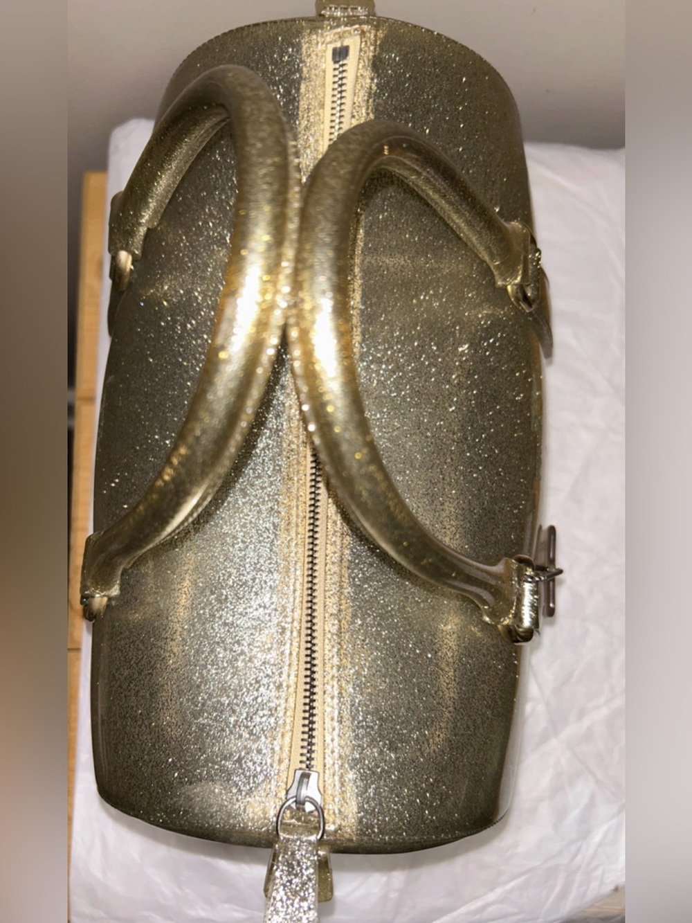 Furla Candy Bag Gold Glitter, silver hardware, Meighan hang tag EUC - Picture 2 of 8